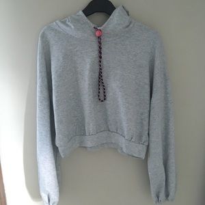 WildFable balloon sleeve drawstring cropped hoodie